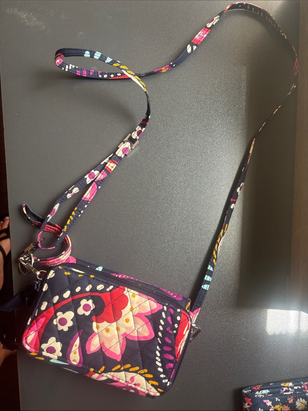 Vera Bradley Quilted Floral Crossbody in Navy, Pink and Red